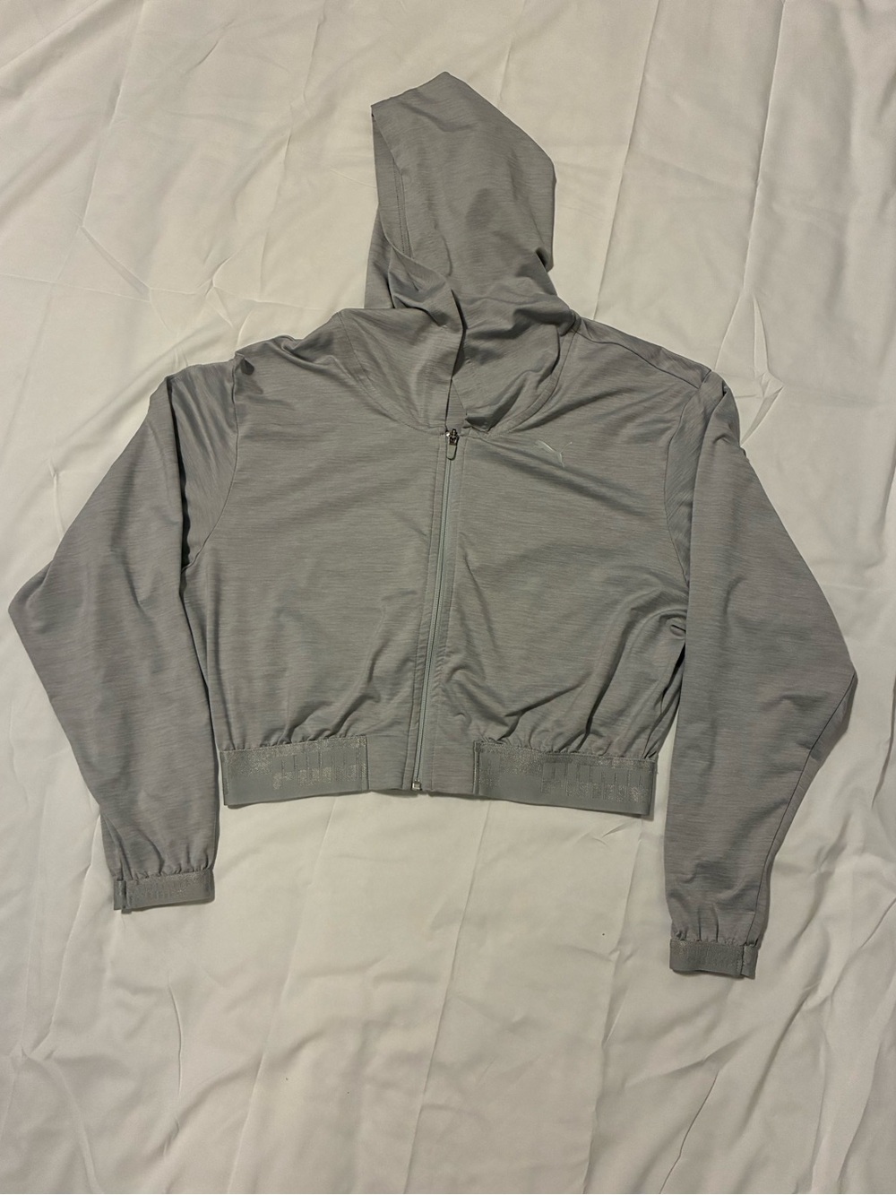 Puma Light Gray Hooded Zip Crop Jacket